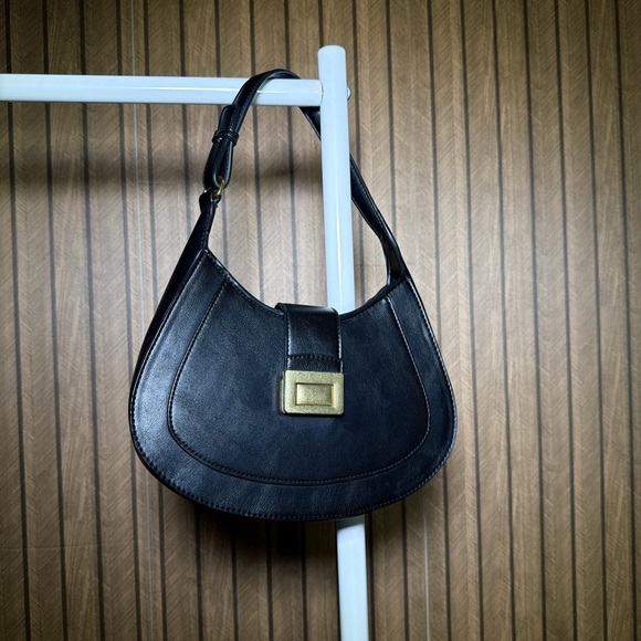 Mango Handbags - Mango Black Hobo Bag with Gold Accent
